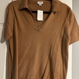 J. Crew Factory Women's Brown Short Sleeve Sweater Polo